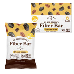 D-vash Fiber Bars Pecan Cacao 6-bar box front view