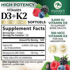Close up of D3 K2 5000 IU softgels