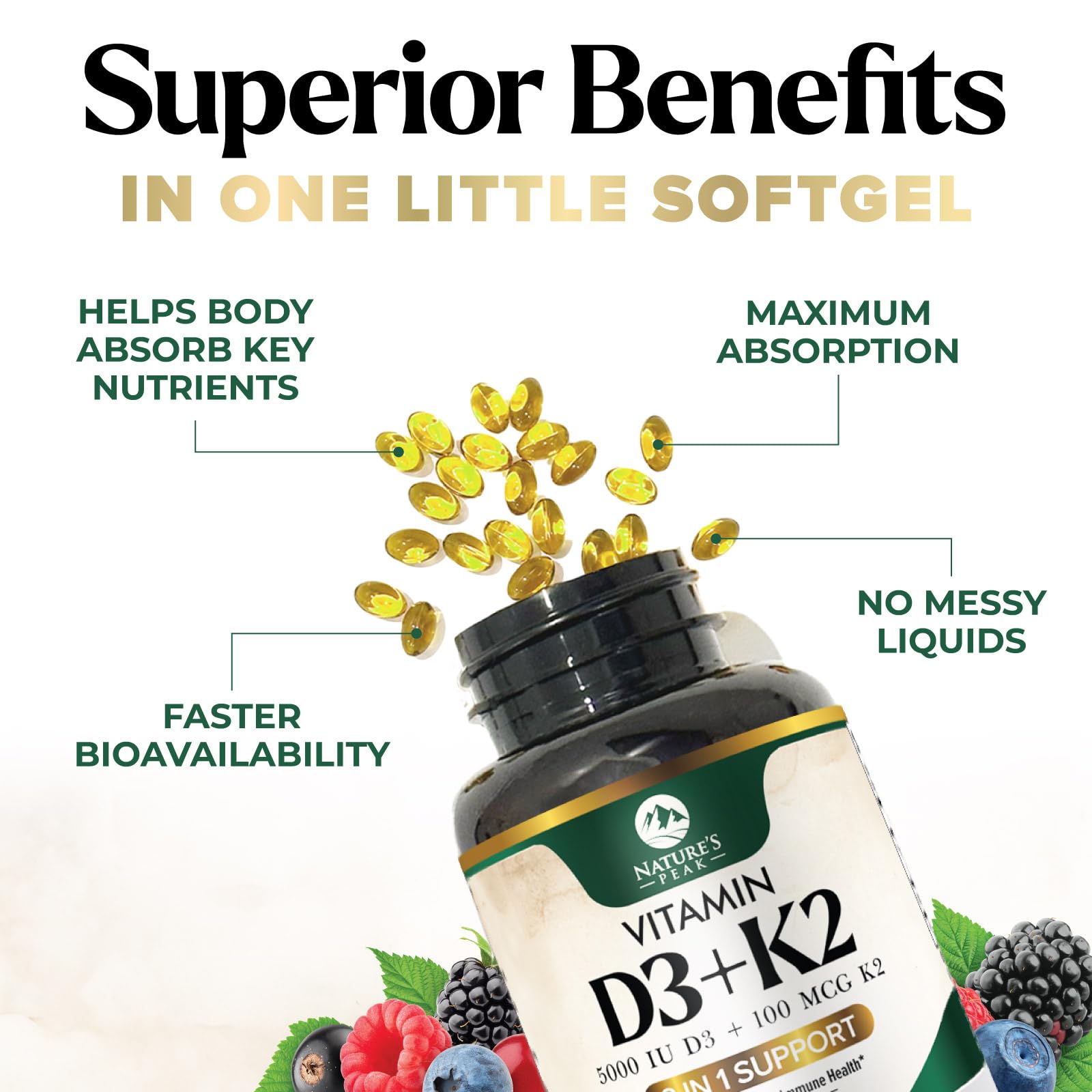 Nutrition facts panel on D3 K2 bottle