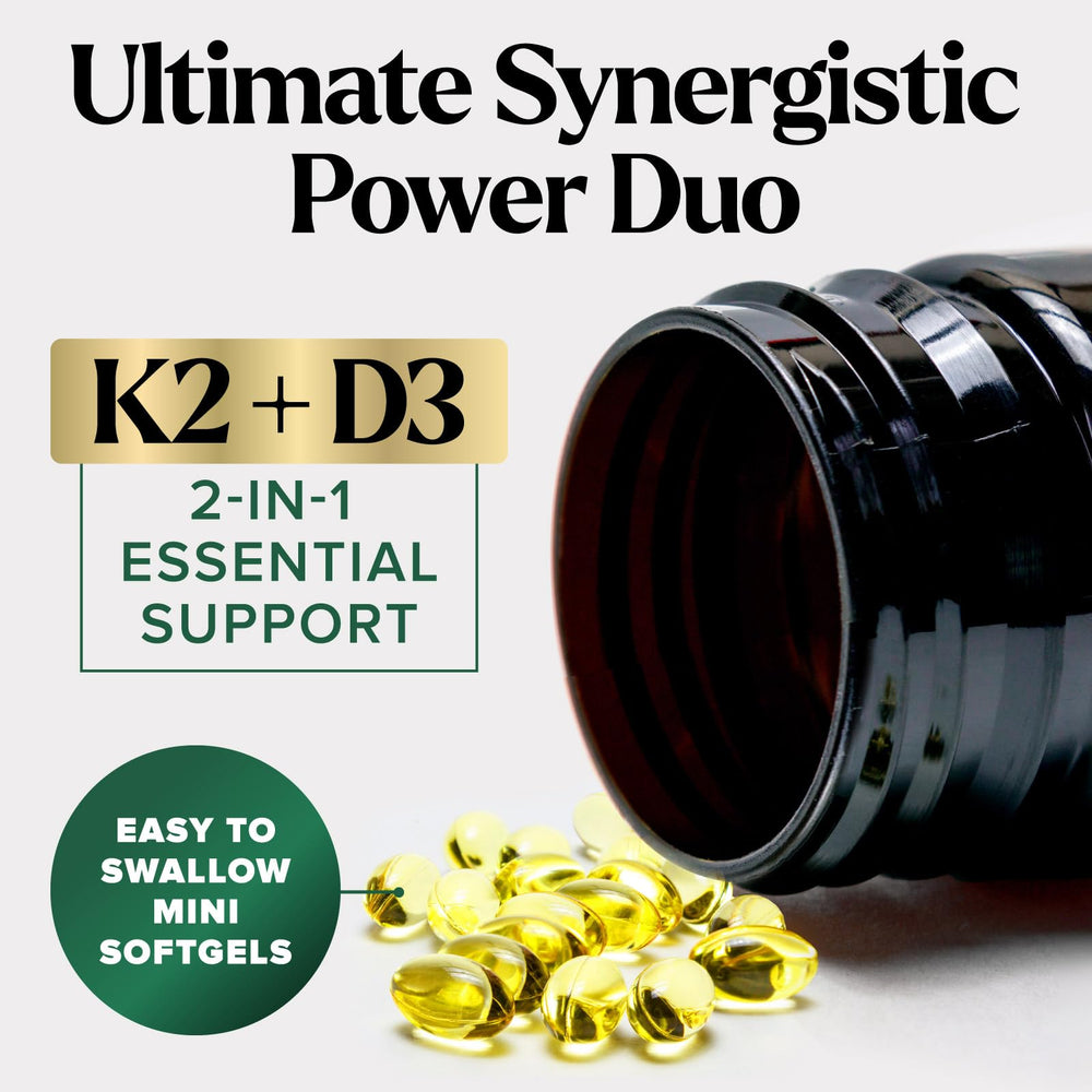 Product box and bottle of D3 K2 Vitamin 5000 IU