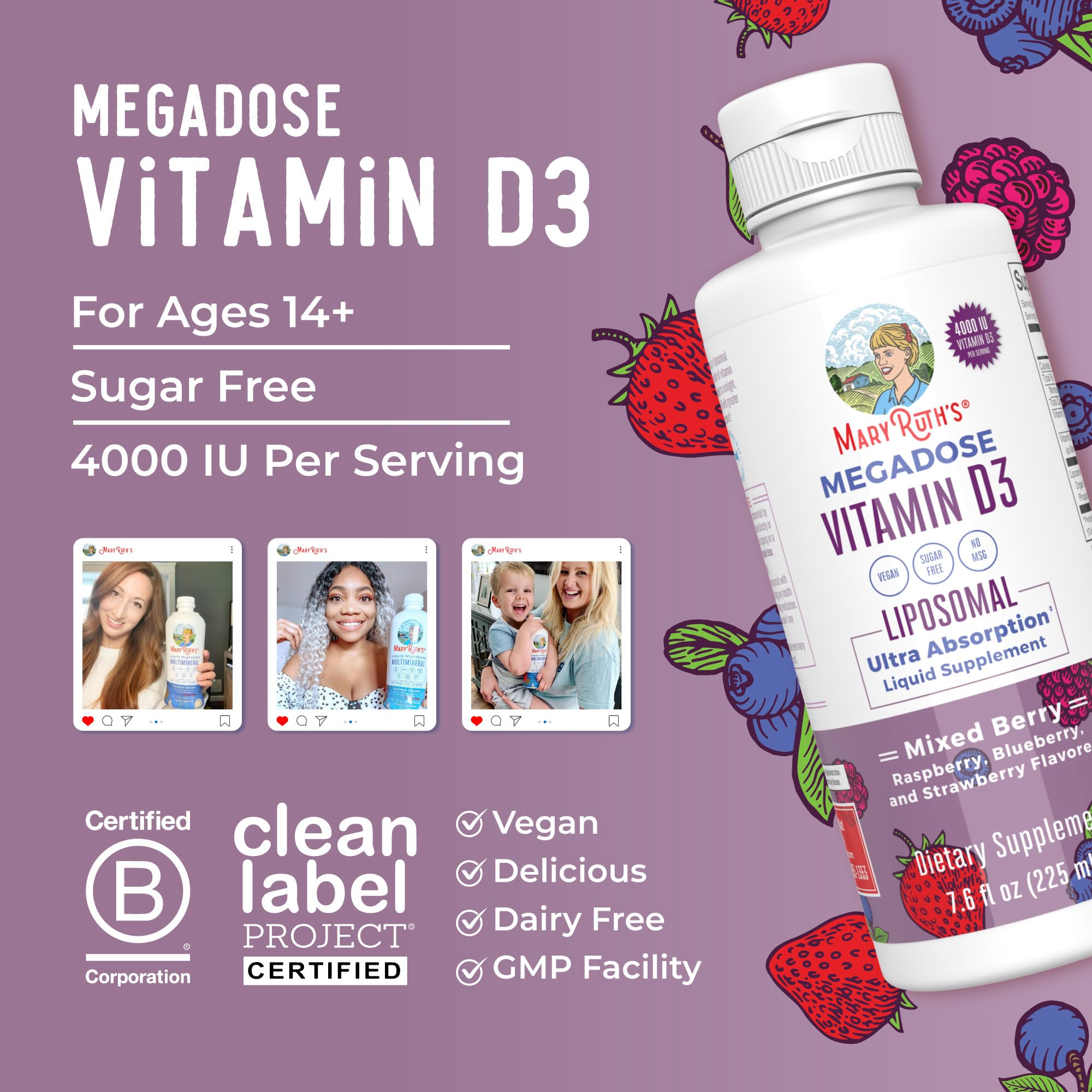 Vitamin D3 with added B12 for energy and cognitive function
