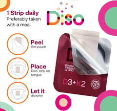 Close-up of raspberry-flavored dissolvable strip