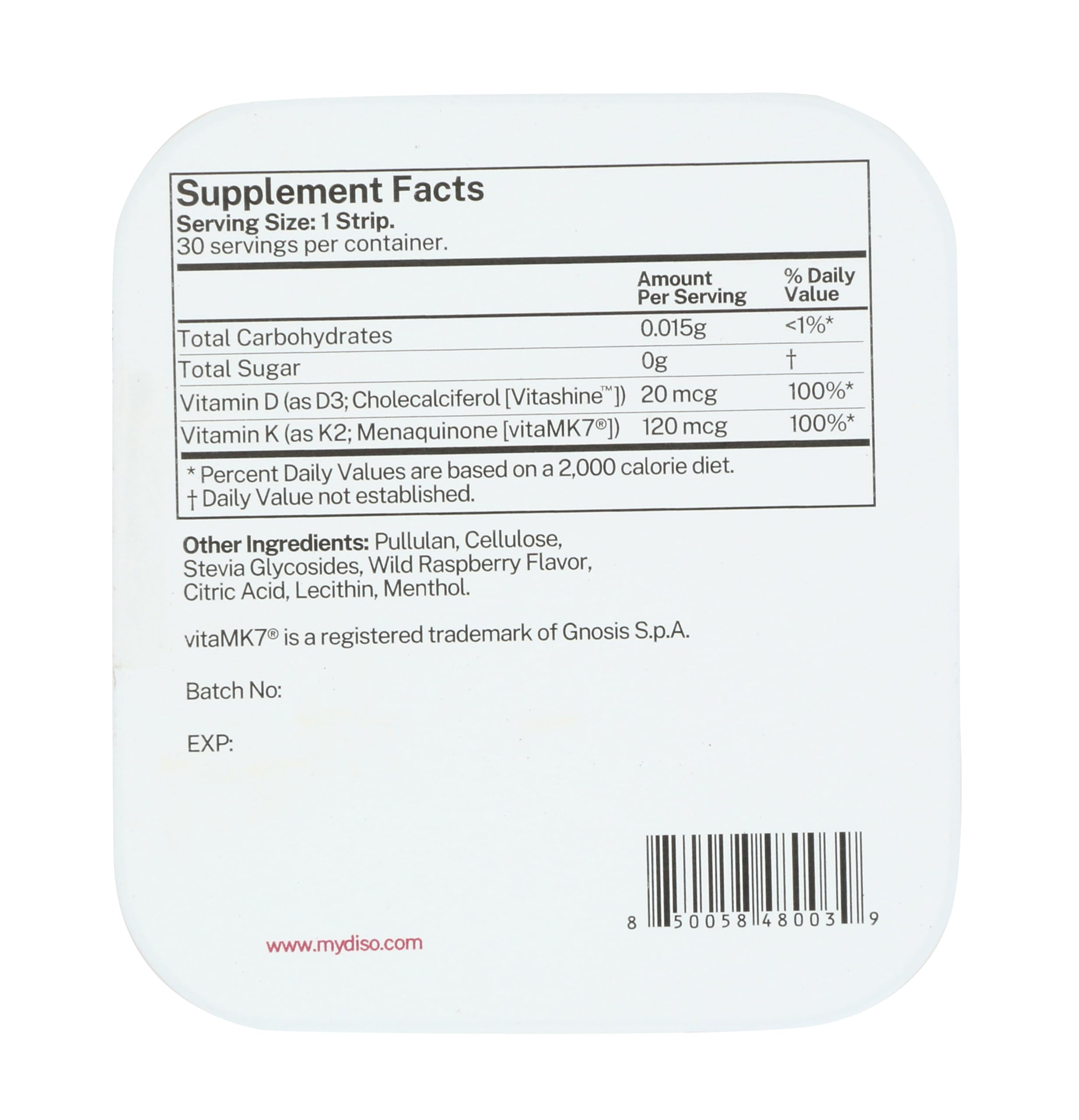 Individual sachet/packaging of the strips