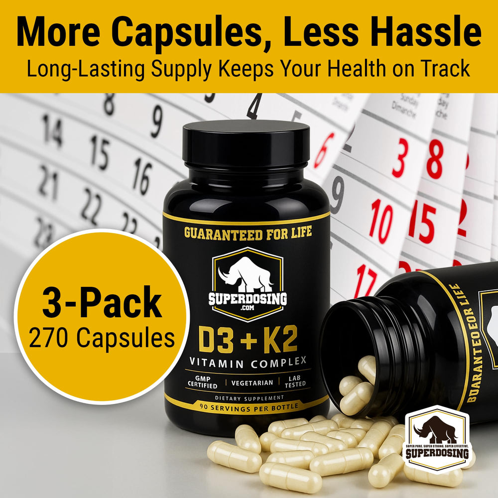 270 count bottle of D3K2 veggie capsules