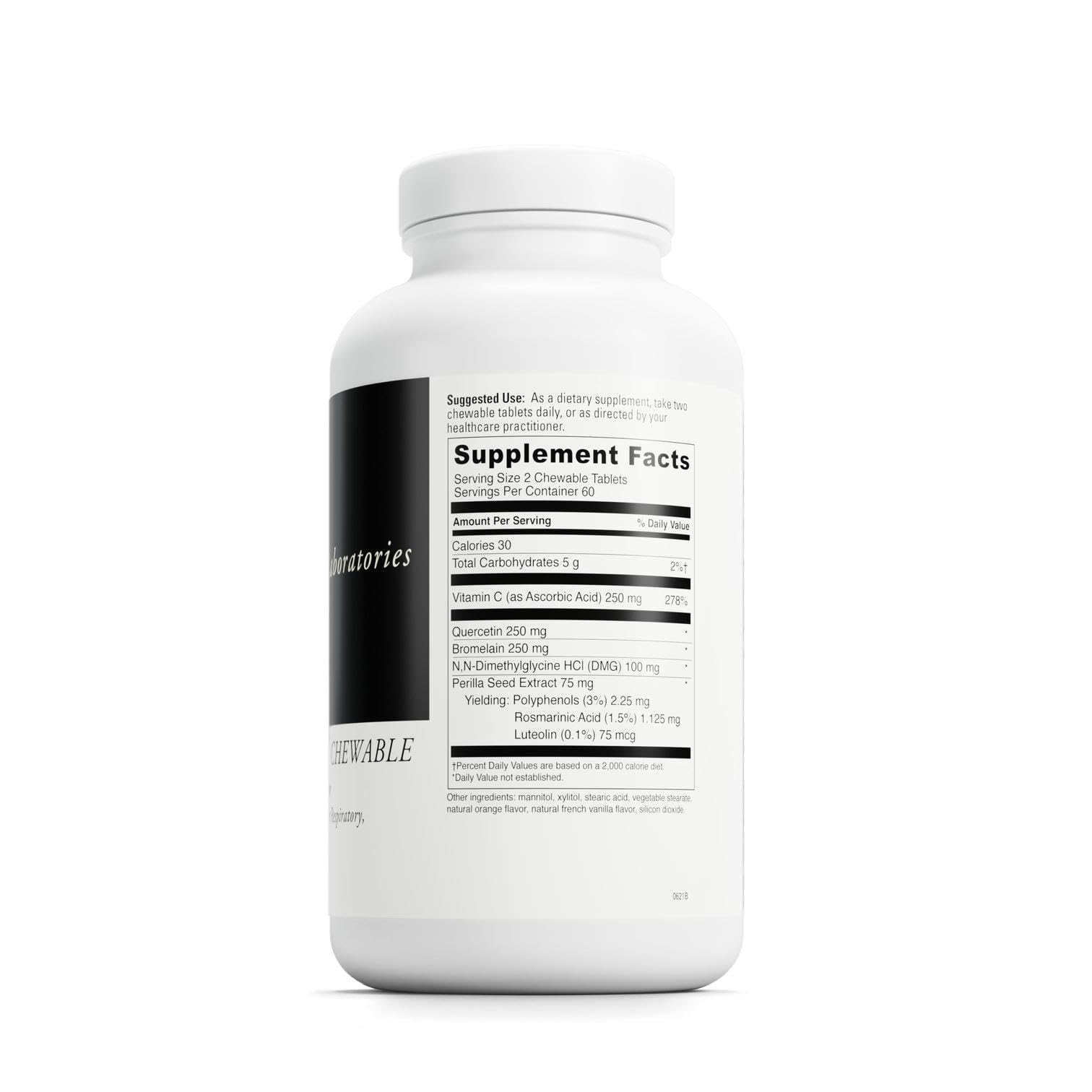 Close-up of orange cream flavored Aller-DMG chewable tablets