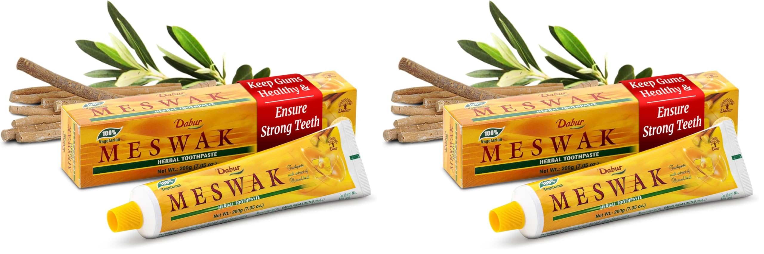 Dabur Meswak Toothpaste 200g Pack of 2 – front view with packaging