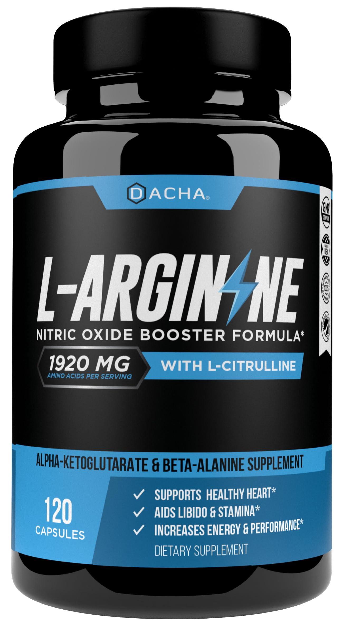 DACHA Premium L-Arginine 1920 mg bottle front label