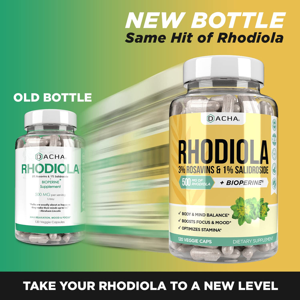 DACHA Rhodiola bottle with capsules Bioperine absorption boost