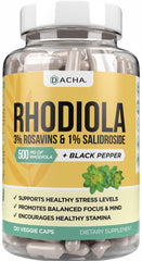 DACHA Rhodiola Rosea 500mg capsules for steady energy and focus