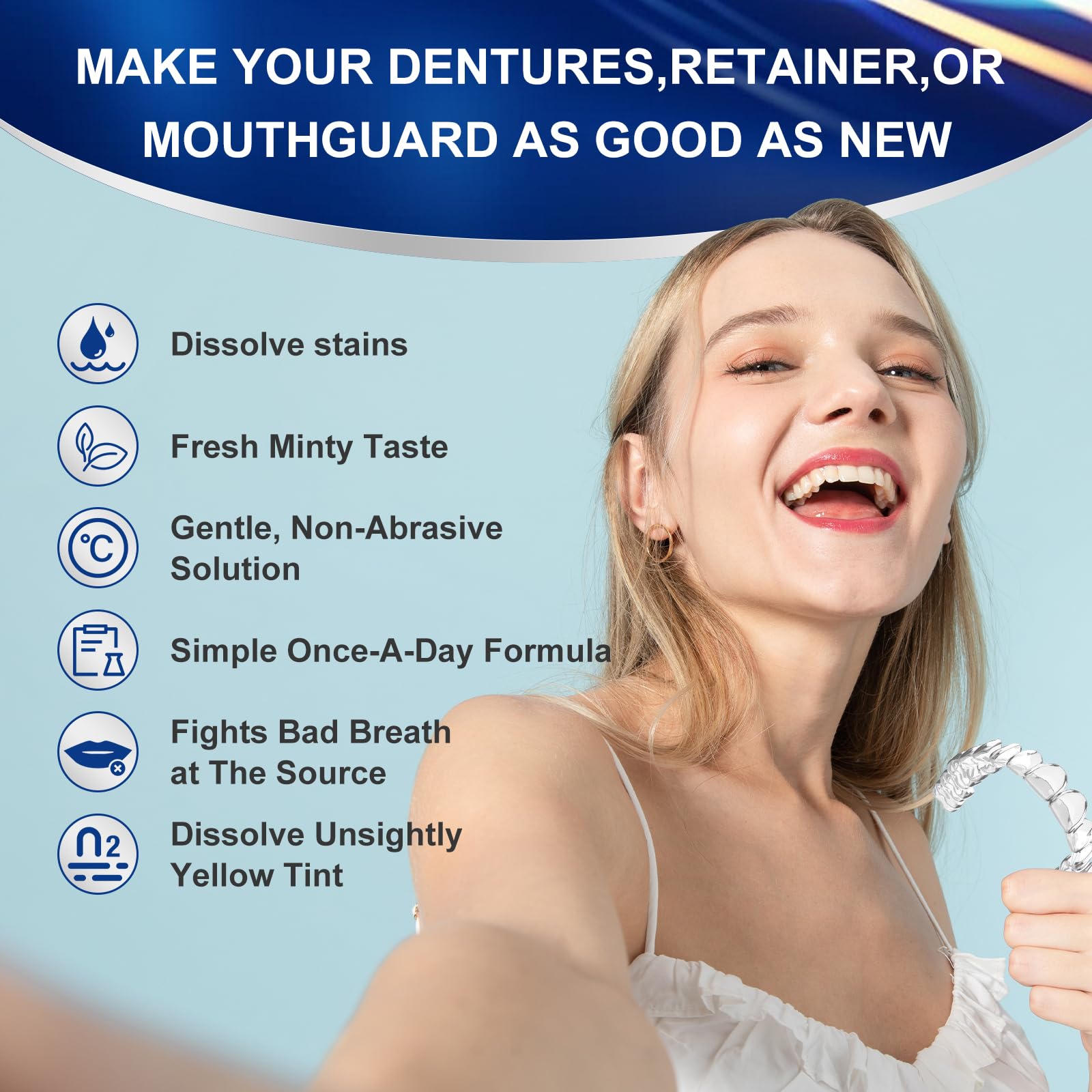 Daily 120-count supply for dental appliance cleaning