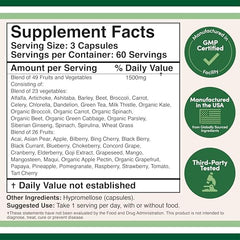 Graphic representation of 49 fruits and vegetables in daily blend