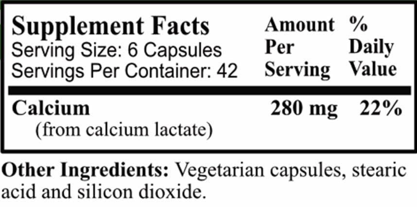 Calcium-Lactate capsules and bottle
