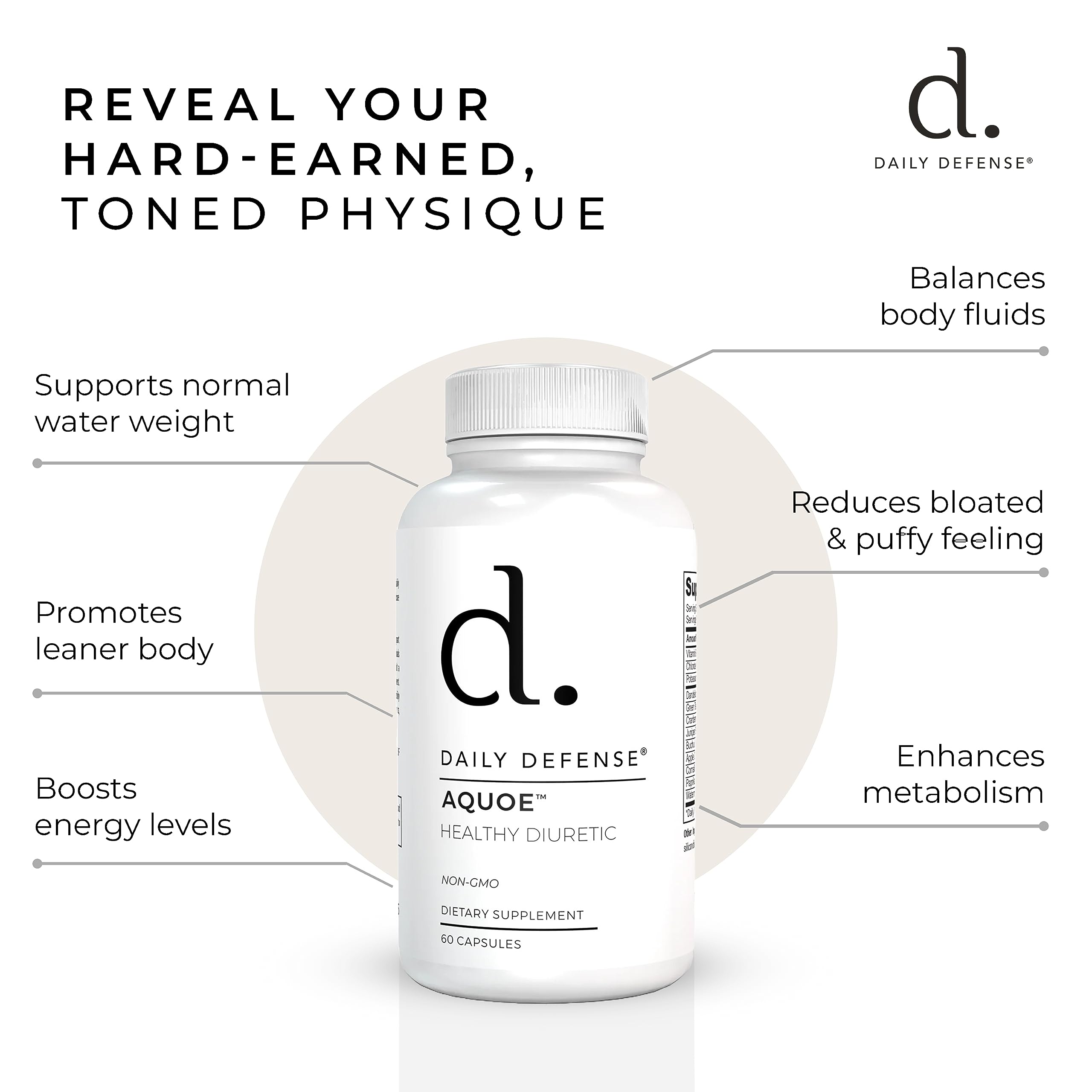 Daily Defense AQUOE pills easy-swallow form with label