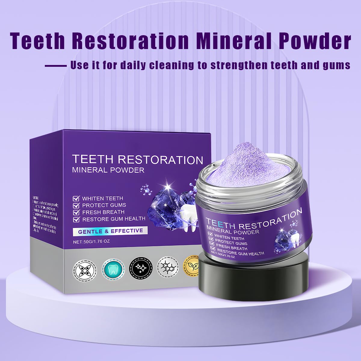 Daily dental care with natural mineral tooth powder