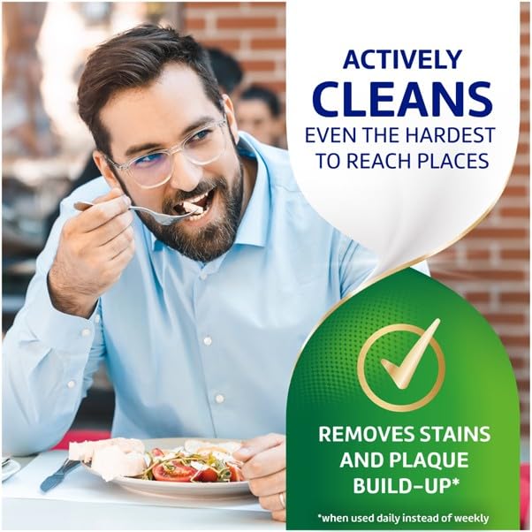 Illustration of daily denture care routine