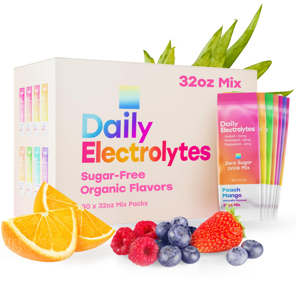 Daily Electrolytes pink salt packet for fast, sugar free hydration on the go.