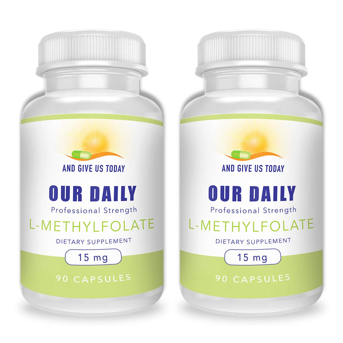 Front view of Daily L-Methylfolate 15mg two-bottle package
