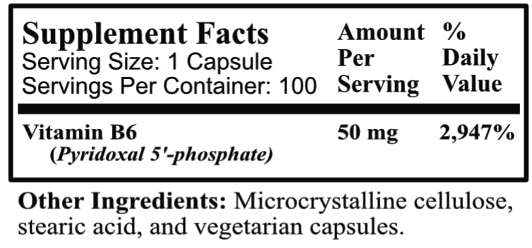Product label for Daily Manufacturing Activated B6