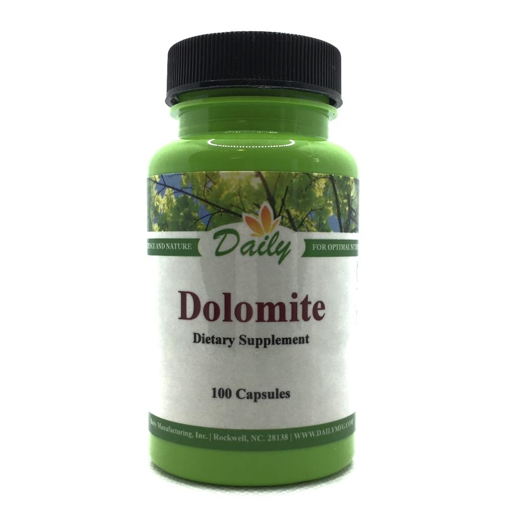 Daily Manufacturing Dolomite 100 Capsules bottle - front view