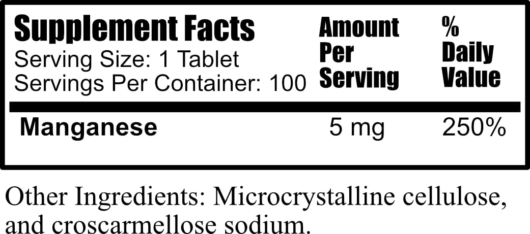 Pack shot of Daily Manufacturing Manganese Chelate 5 mg 100 tablets