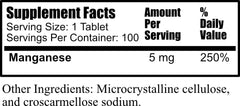 Pack shot of Daily Manufacturing Manganese Chelate 5 mg 100 tablets