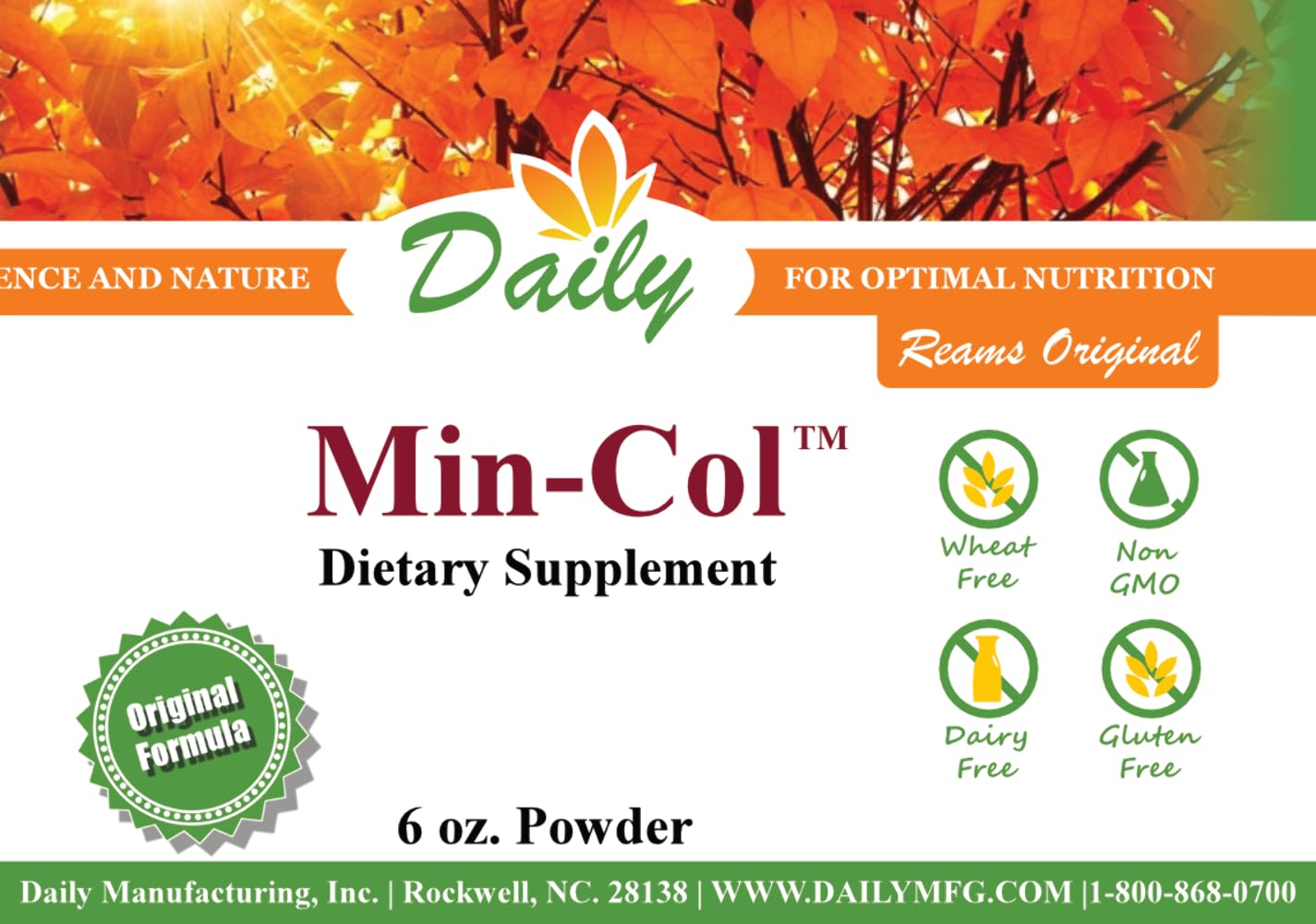 Min-Col Soft Rock Phosphate label with calcium content