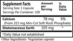 K-Min ingredients: Min-Col soft rock phosphate and diatomaceous earth