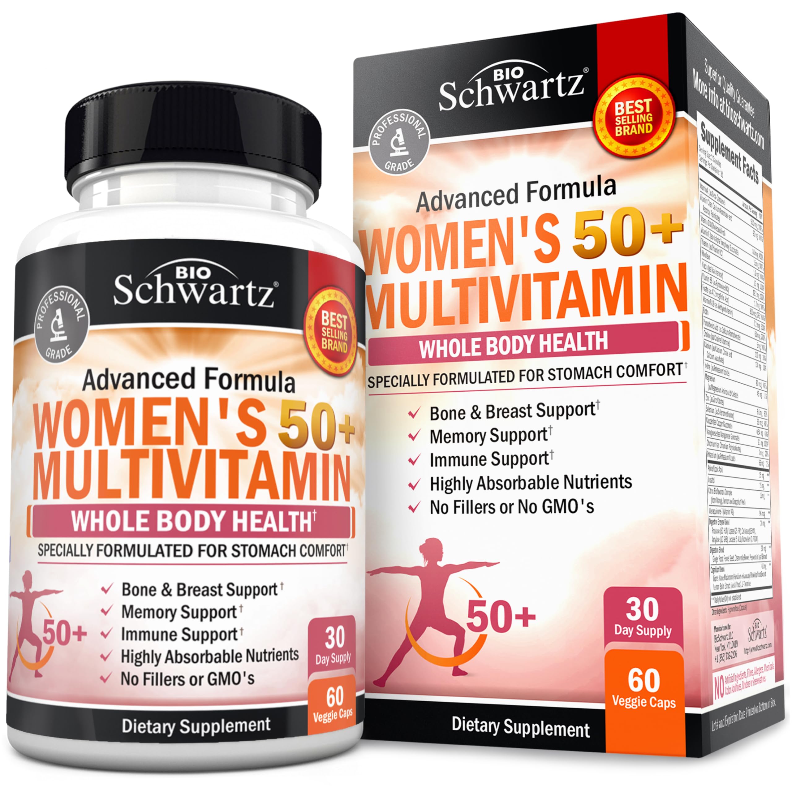Daily multivitamin for women 50+ in a 60-capsule bottle