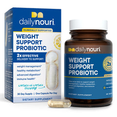Bottle of Daily Nouri Weight Support Probiotic for Women and Men