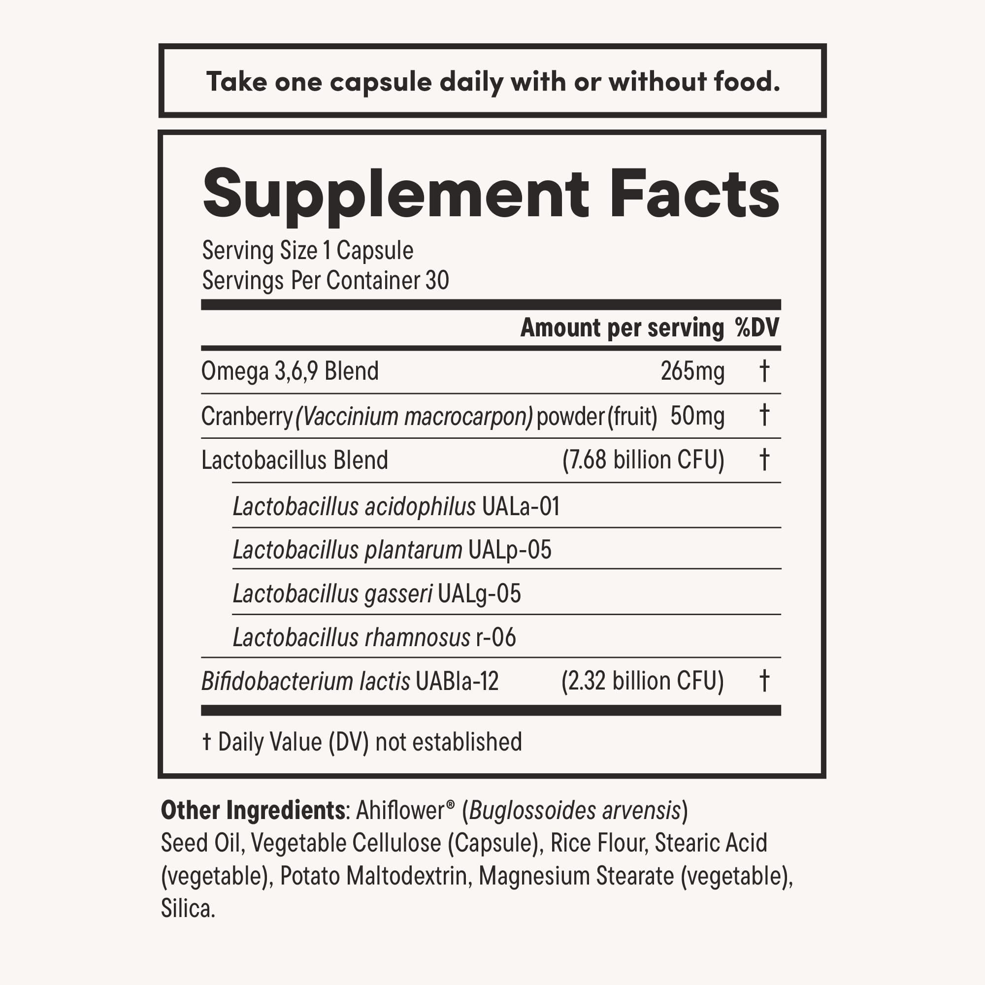 30-day supply packaging for Daily Nouri Women’s Probiotic