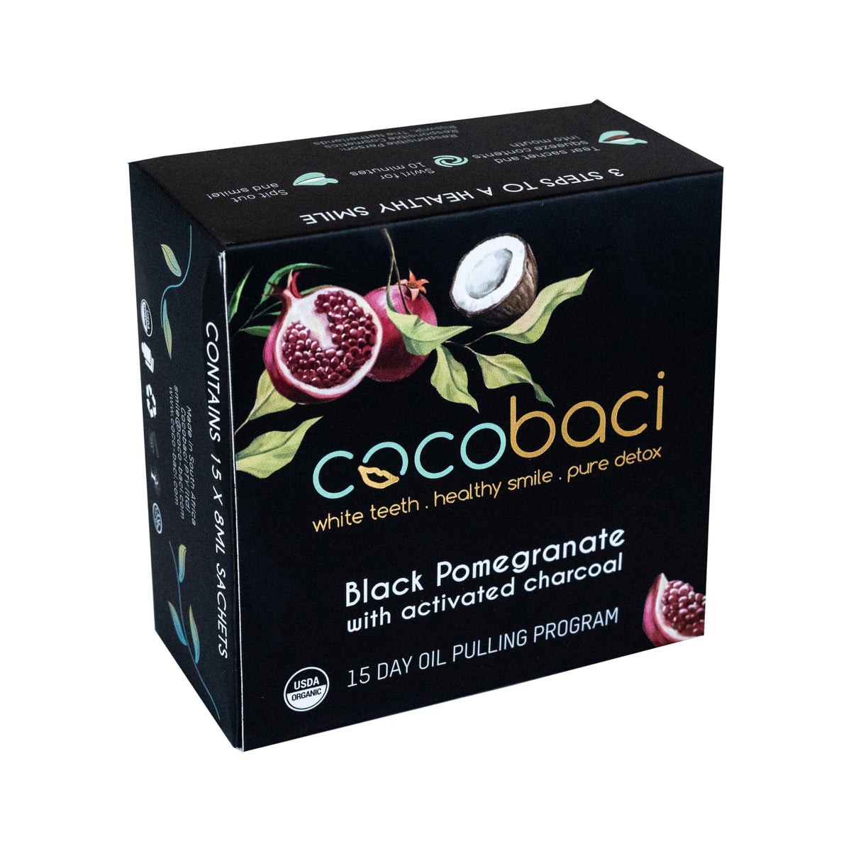 Cocobaci Daily Oral Care Sachet – Activated Charcoal Mouthwash with Aromatherapy Extracts (8 oz)