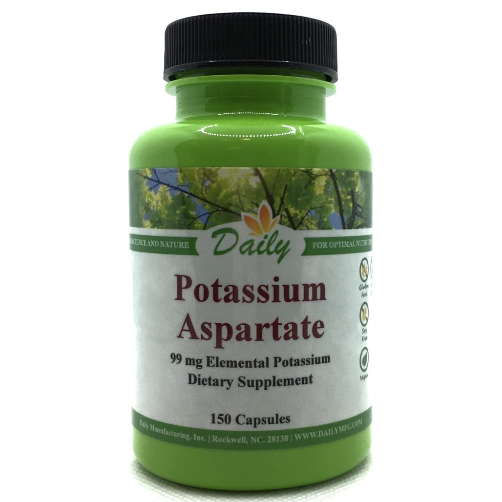 Front view of Daily Potassium Aspartate 150 Vegetarian Capsules bottle