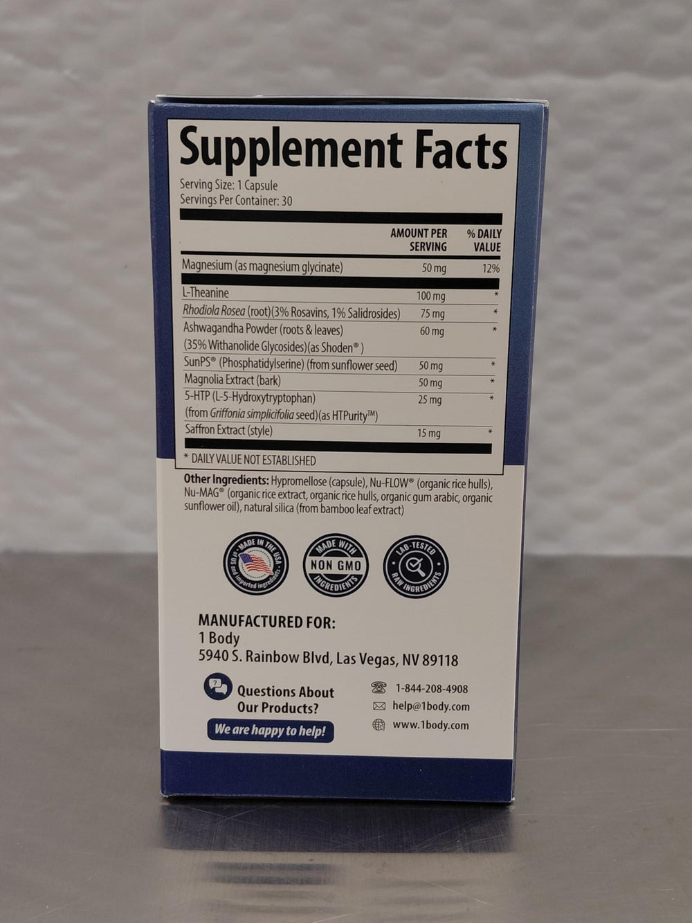 One capsule per day for cortisol support