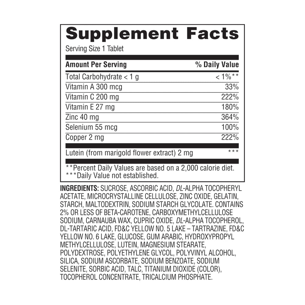 Convenient daily tablet form for eye health