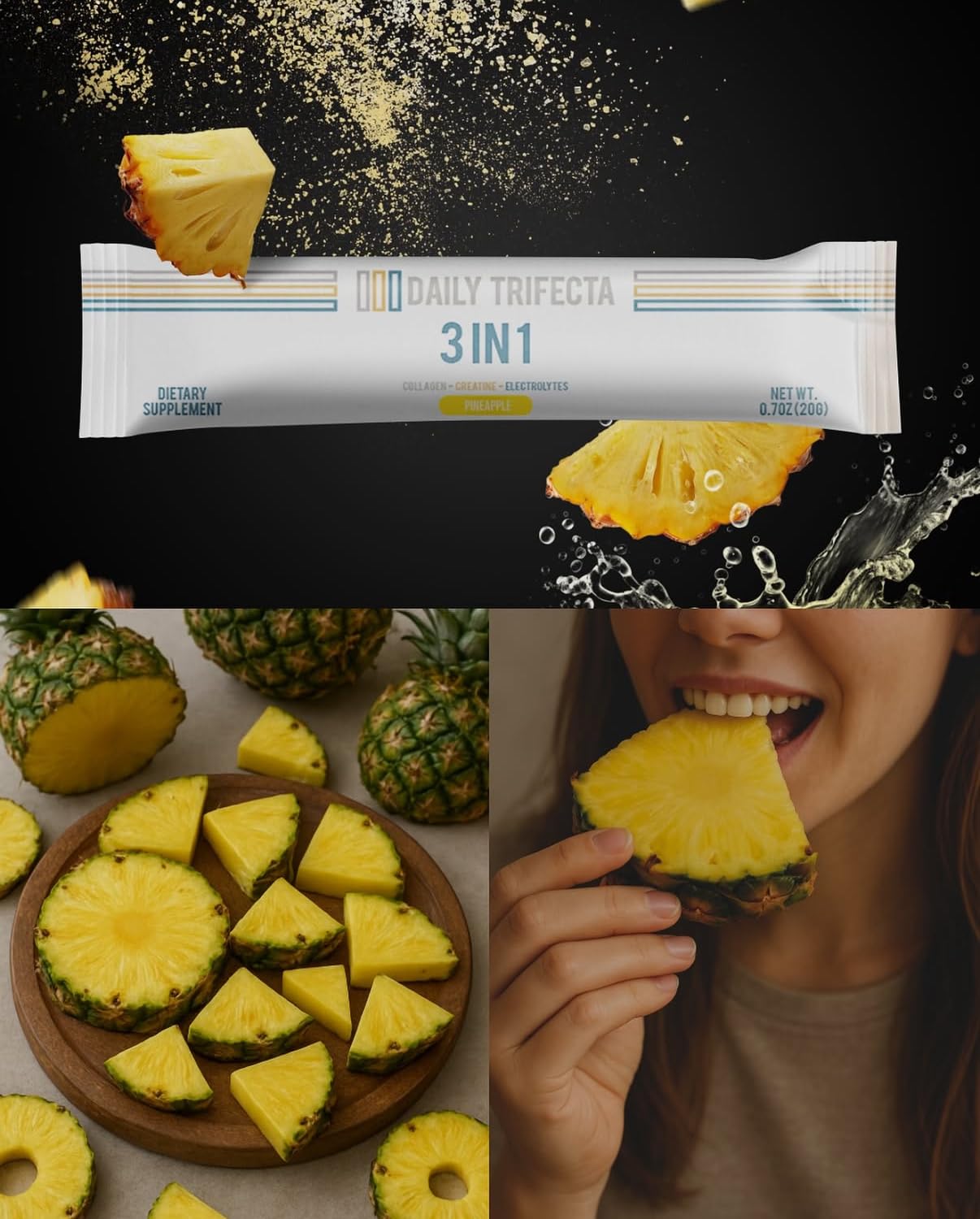 Daily Trifecta Pineapple packaging and branding