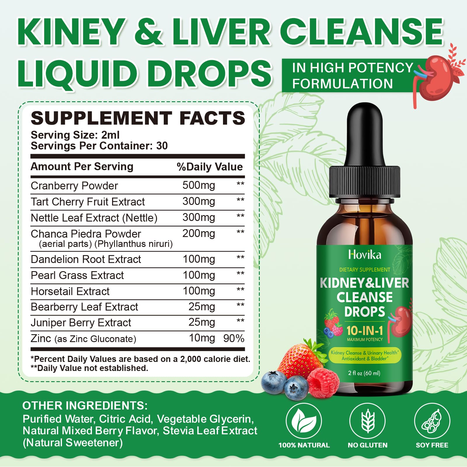 Usage under tongue or in drink for kidney cleanse drops