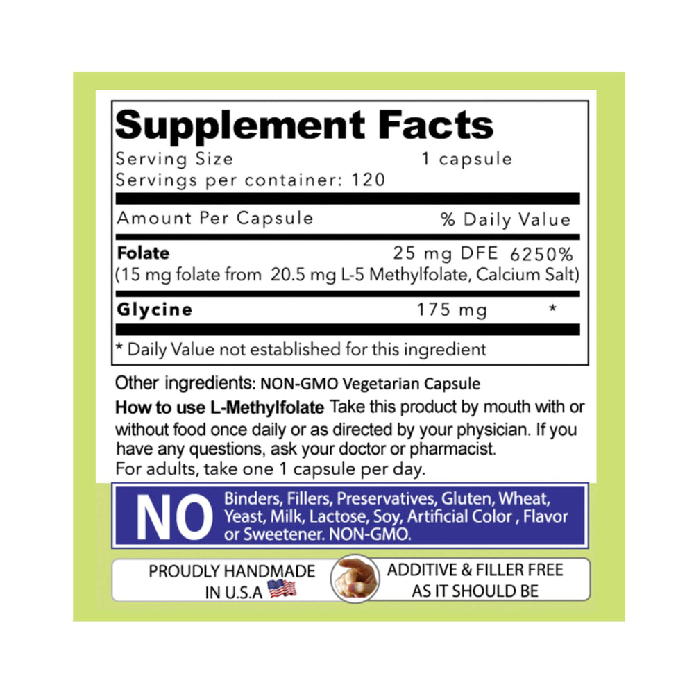 Ingredients and methylfolate details for Daily Vite product