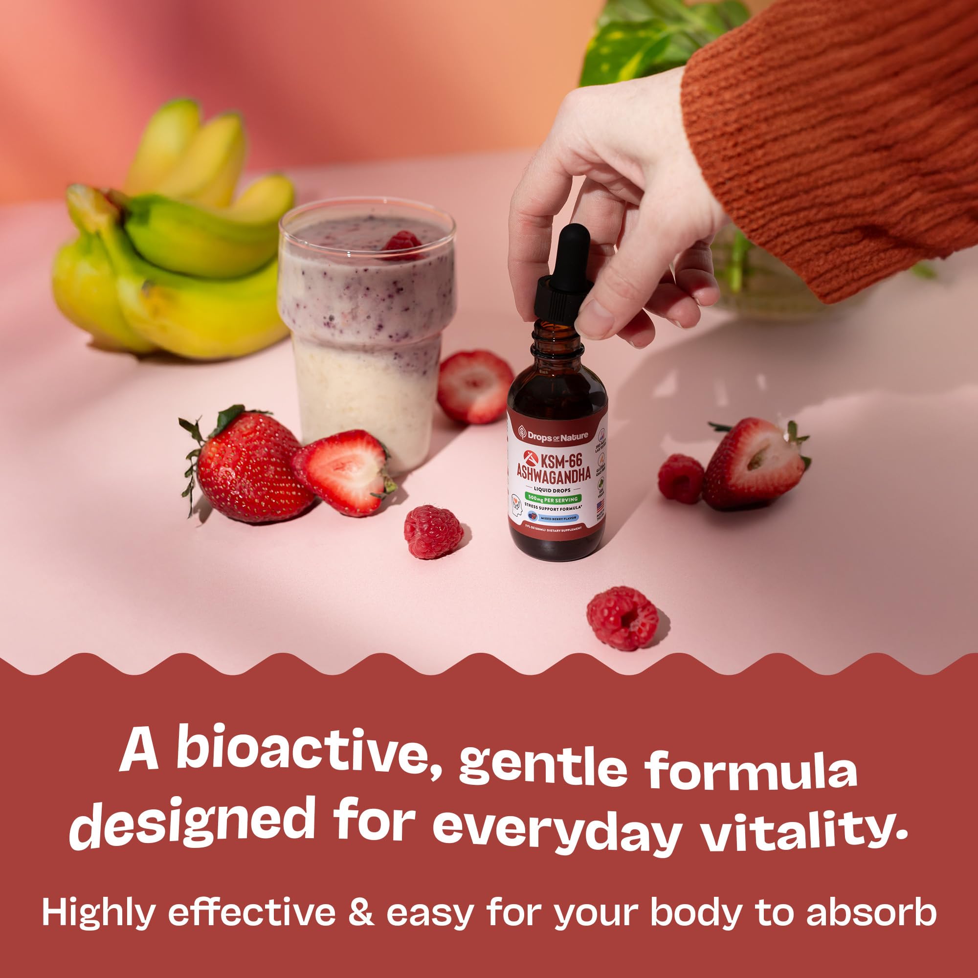 Illustration of daily wellness with Ashwagandha KSM 66 drops