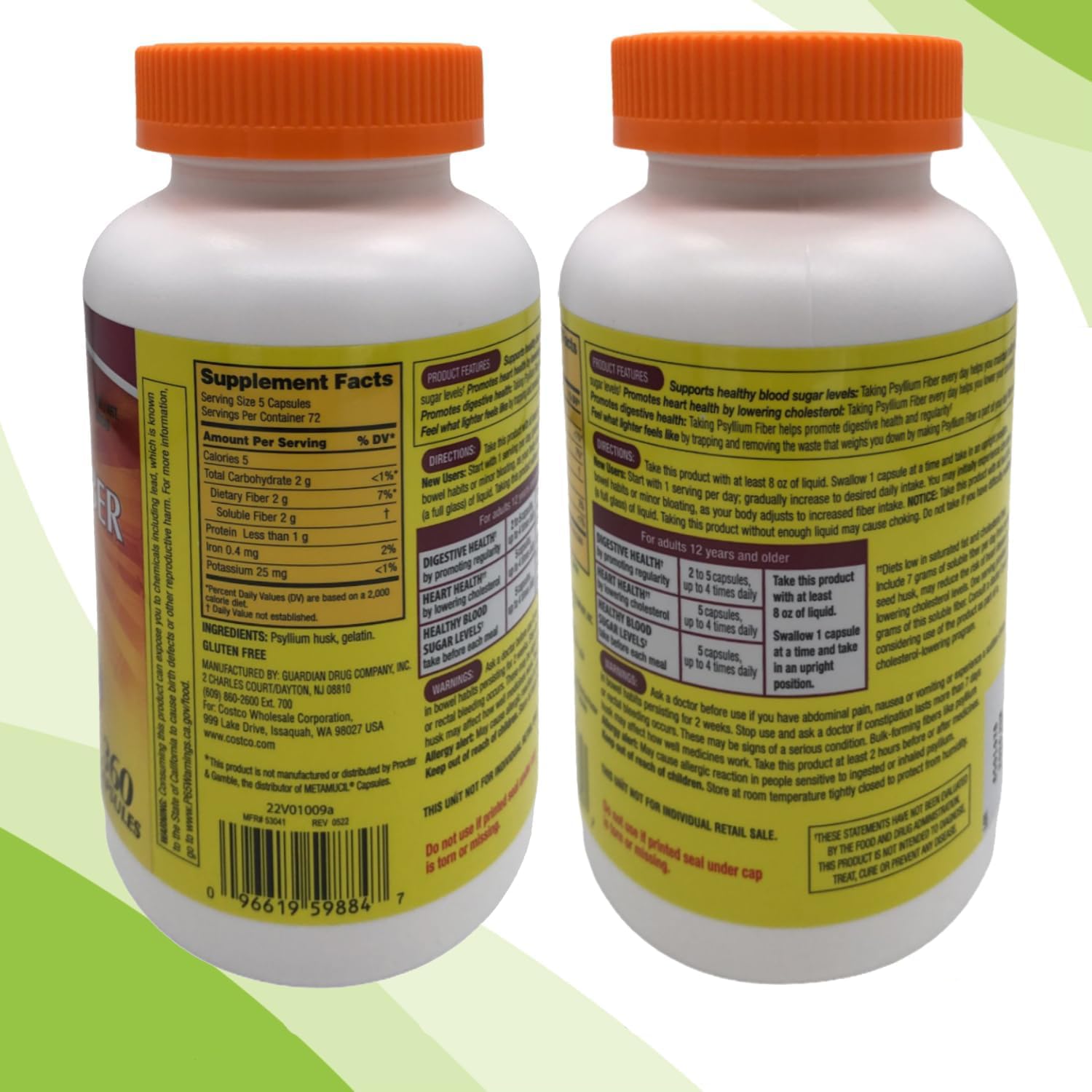 Daily wellness psyllium fiber supplement bottle