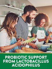 Graphic highlighting daily probiotic support benefits