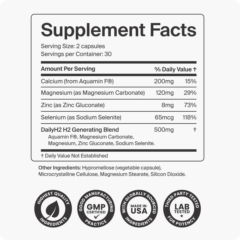 Packaging of DailyH2 showing 60 vegan capsules