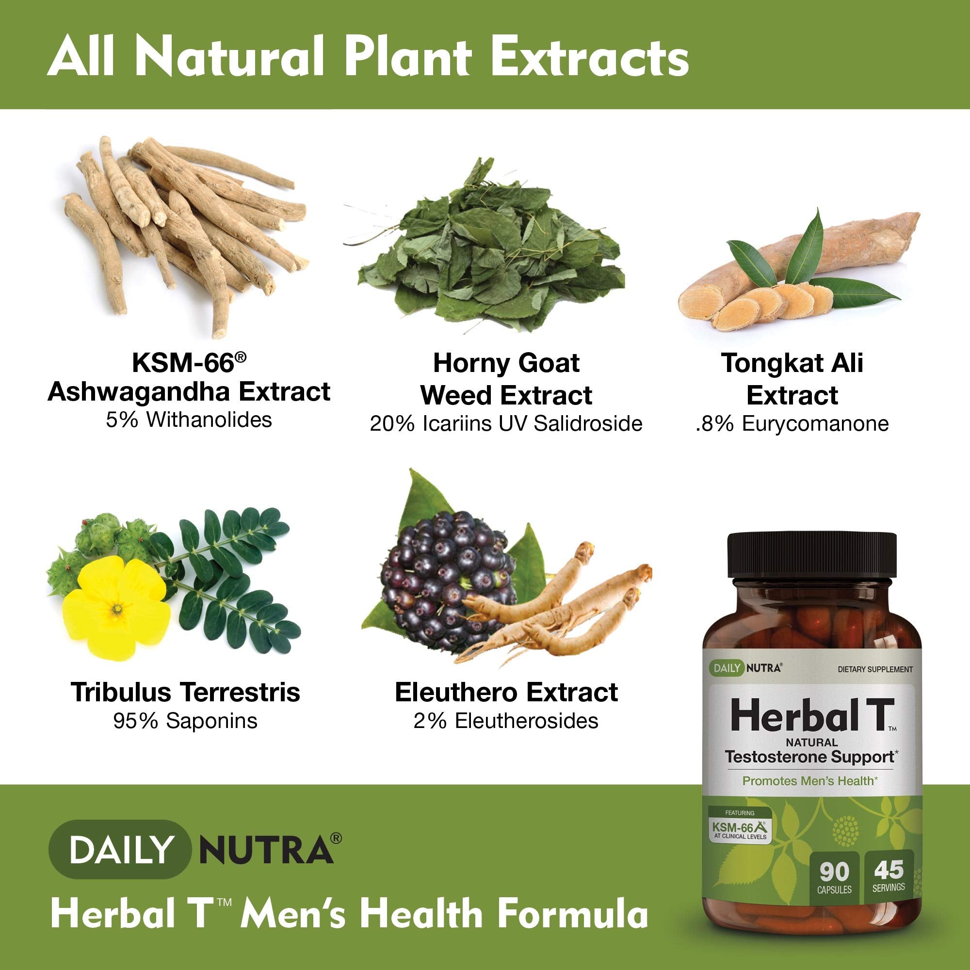 DailyNutra Herbal T capsules close-up emphasizing plant-based ingredients for energy.