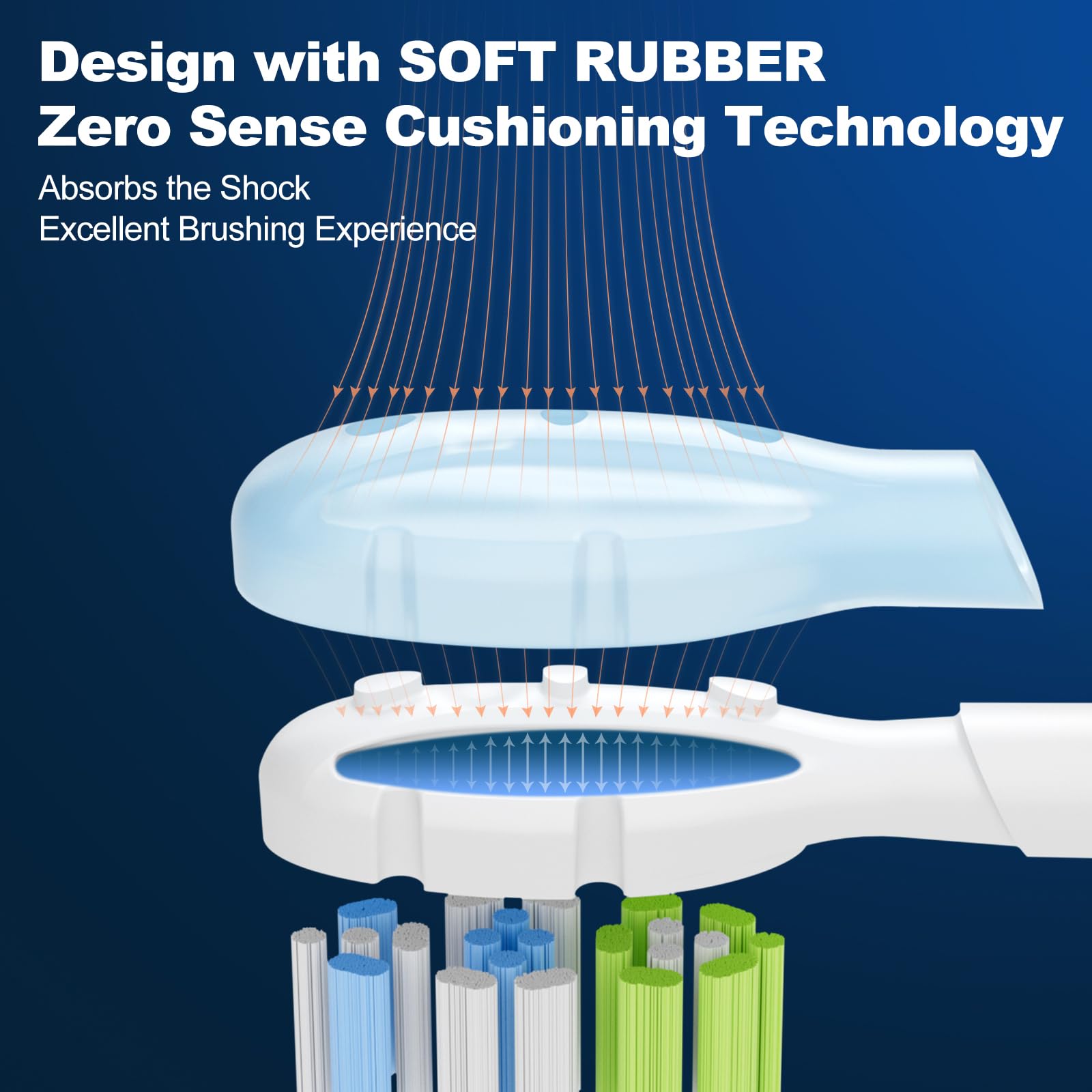 Air-cushioned silicone layer on DailyWhite brush head for Philips Sonicare