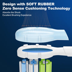 Air-cushioned silicone layer on DailyWhite brush head for Philips Sonicare