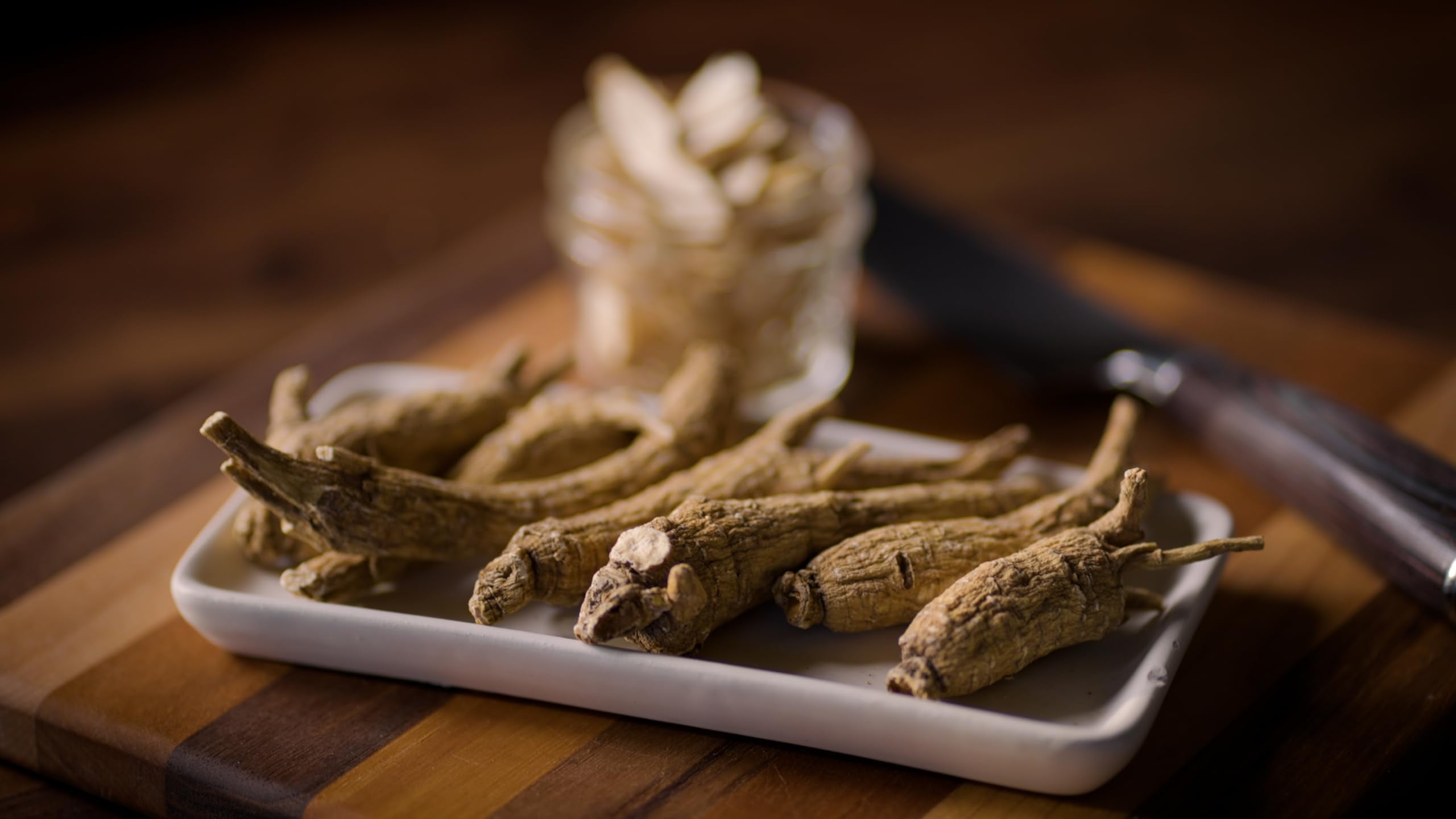 Ginseng roots ready to grate for congee or recipes