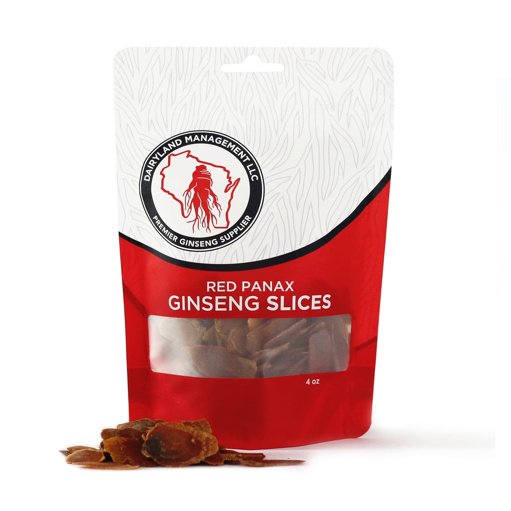 Front view of Dairyland Management LLC Red Panax Ginseng Slices 4 oz pack