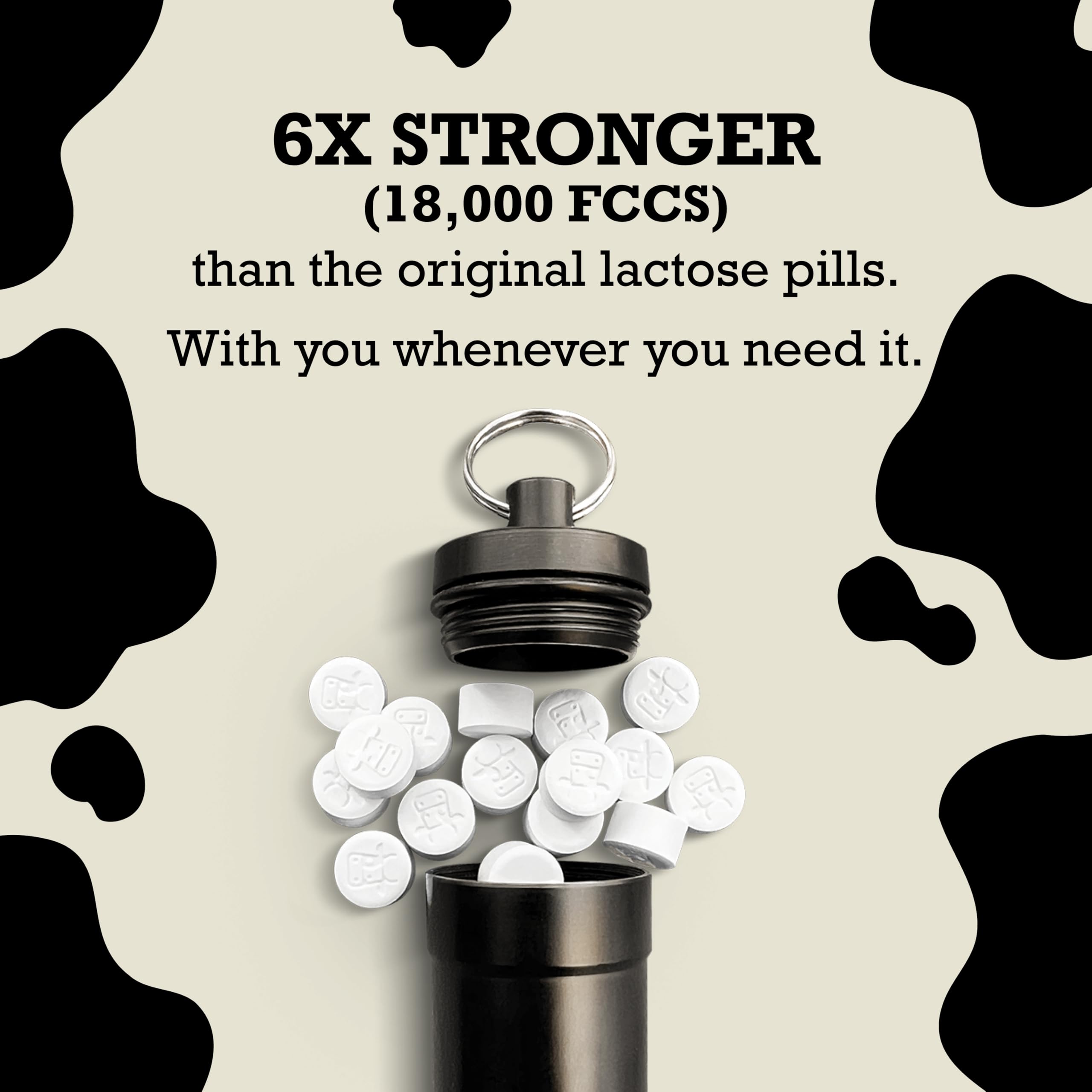 Portable DairyPill shown with keychain and on-the-go usage