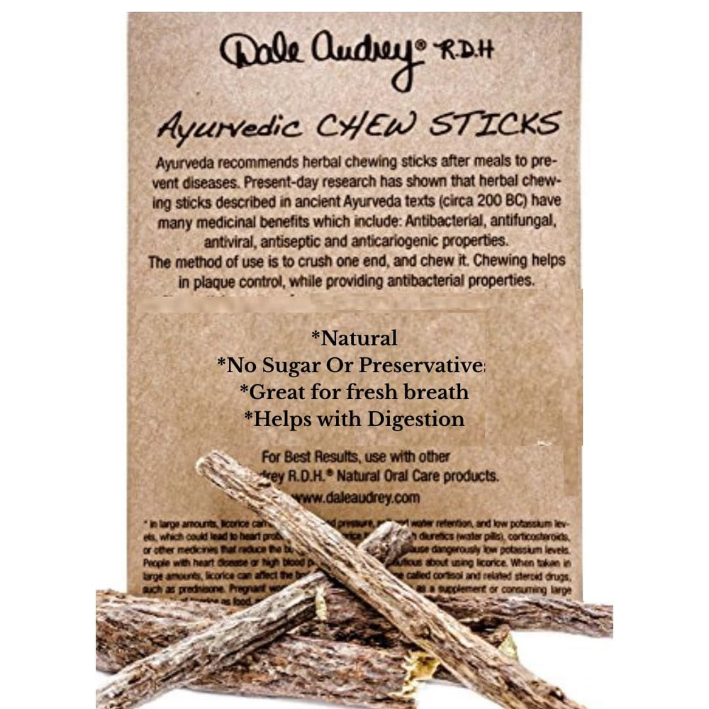 Dale Audrey Ayurvedic chew sticks with licorice root and neem in a 1.12 oz pack