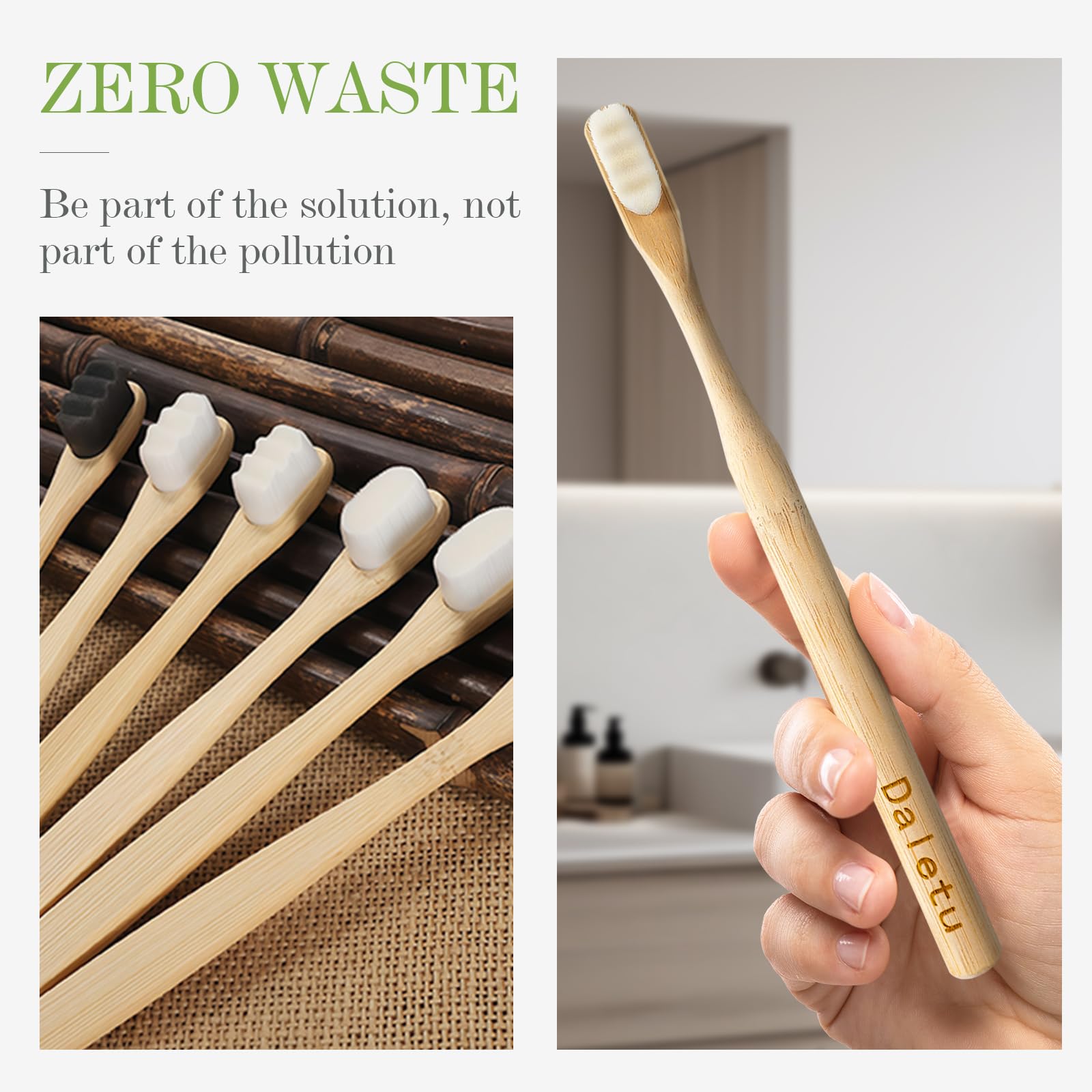 Daletu 4 pack bamboo toothbrushDisplayed