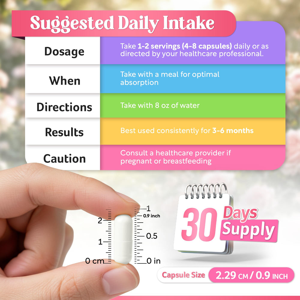 Dalnara ingredients panel showing methylfolate, vitamins, and mineral dosages clearly